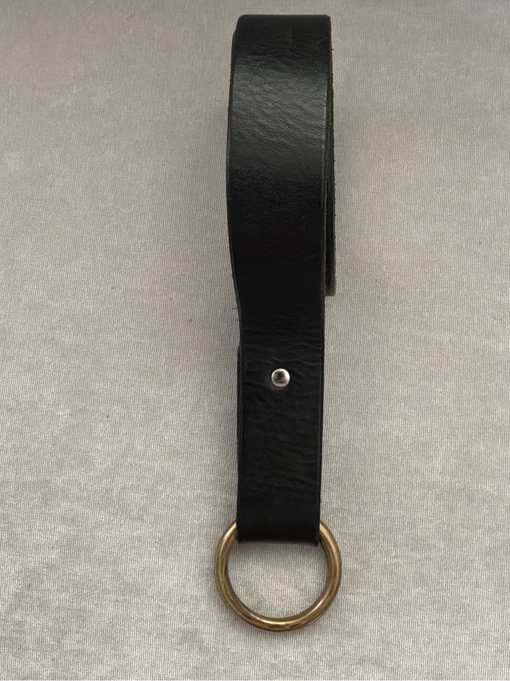 Ghost Black Leather Double Ring Hammered Copper Loop Buckle One Size